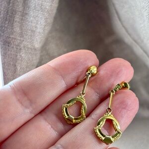 Elegant Gold Tone Art Deco Drop Earrings